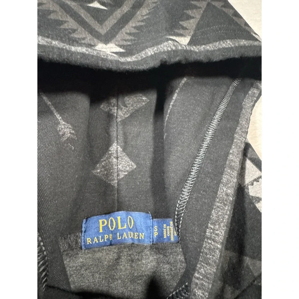 Polo Ralph Lauren Aztec Hoodid Pullover Size Small Black Cotton Soft